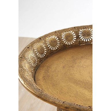 Orsina Reza Gold Iron Folding Tray Table – Weathered Metallic Side Table