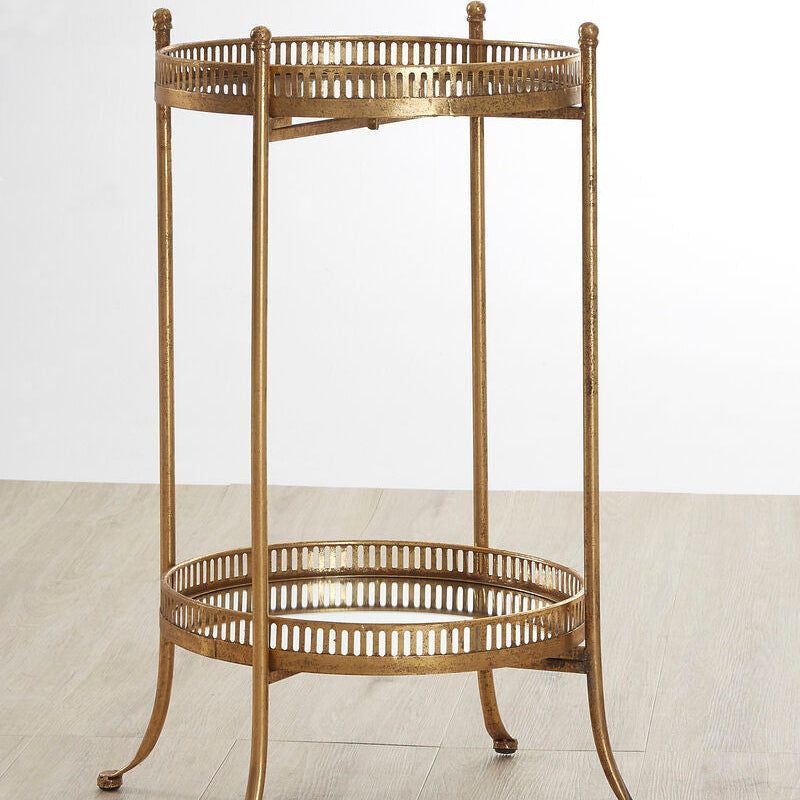 Orsina Reza Mirrored Tray Table – Gold Finish Contemporary Accent