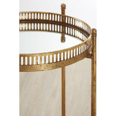 Orsina Reza Mirrored Tray Table – Gold Finish Contemporary Accent