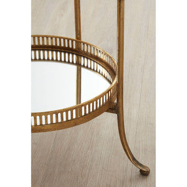Orsina Reza Mirrored Tray Table – Gold Finish Contemporary Accent