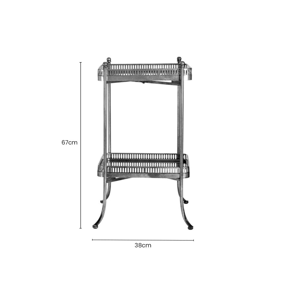 Orsina Antique Silver Mirrored Tray Table – Latticed Iron Side Table