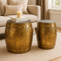 Orsina Reza Hammered Drum Stool and Side Table Set – Set of 2