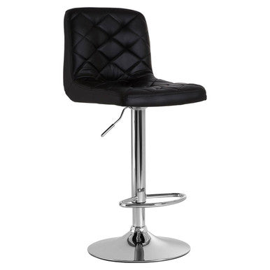 Orsina Tara Black Faux Leather Bar Stool – Adjustable Diamond Stitched