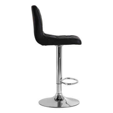 Orsina Tara Black Faux Leather Bar Stool – Adjustable Diamond Stitched