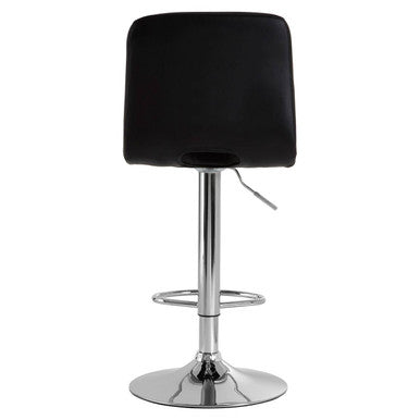 Orsina Tara Black Faux Leather Bar Stool – Adjustable Diamond Stitched