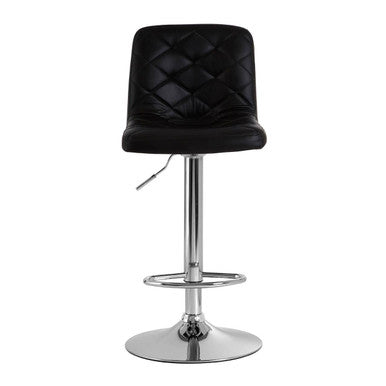 Orsina Tara Black Faux Leather Bar Stool – Adjustable Diamond Stitched
