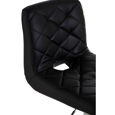 Orsina Tara Black Faux Leather Bar Stool – Adjustable Diamond Stitched