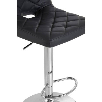 Orsina Tara Grey Faux Leather Bar Chair | Adjustable Quilted Stool