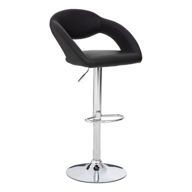 Orsina Taylor Black Faux Leather Bar Chair | Modern Chrome Base Stool