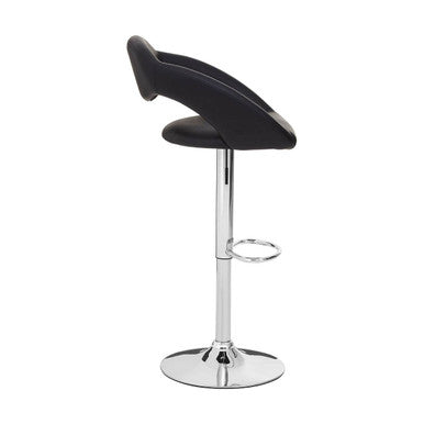 Orsina Taylor Black Faux Leather Bar Chair | Modern Chrome Base Stool