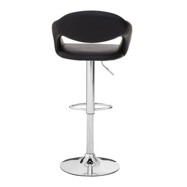 Orsina Taylor Black Faux Leather Bar Chair | Modern Chrome Base Stool