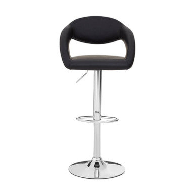 Orsina Taylor Black Faux Leather Bar Chair | Modern Chrome Base Stool