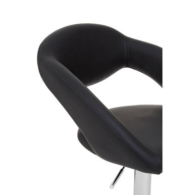 Orsina Taylor Black Faux Leather Bar Chair | Modern Chrome Base Stool