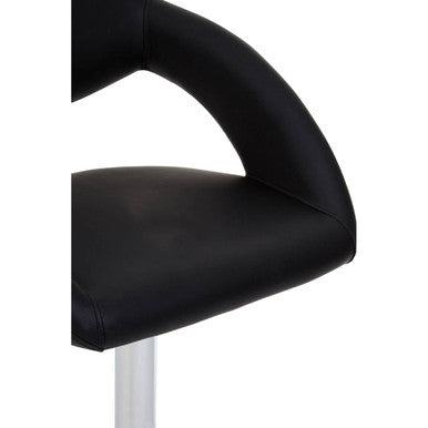 Orsina Taylor Black Faux Leather Bar Chair | Modern Chrome Base Stool