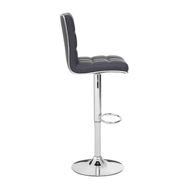 Orsina Tavor Grey Faux Leather Bar Chair | Adjustable Kitchen Stool