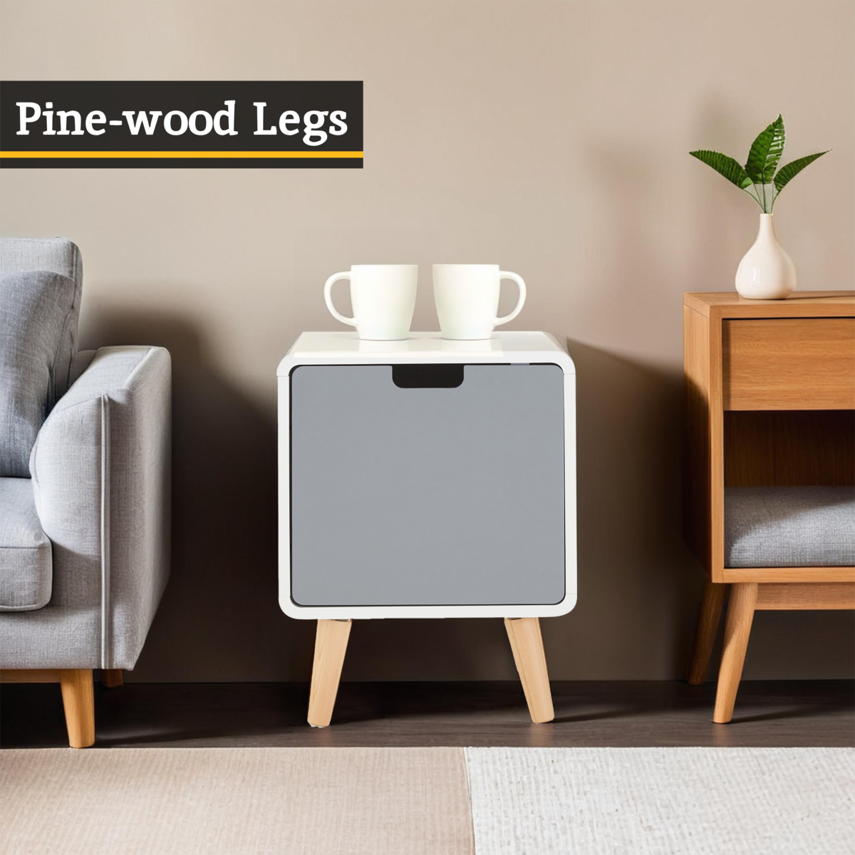 Orsina Milo 1 Door Cabinet – Two-Tone Modern Storage Sideboard