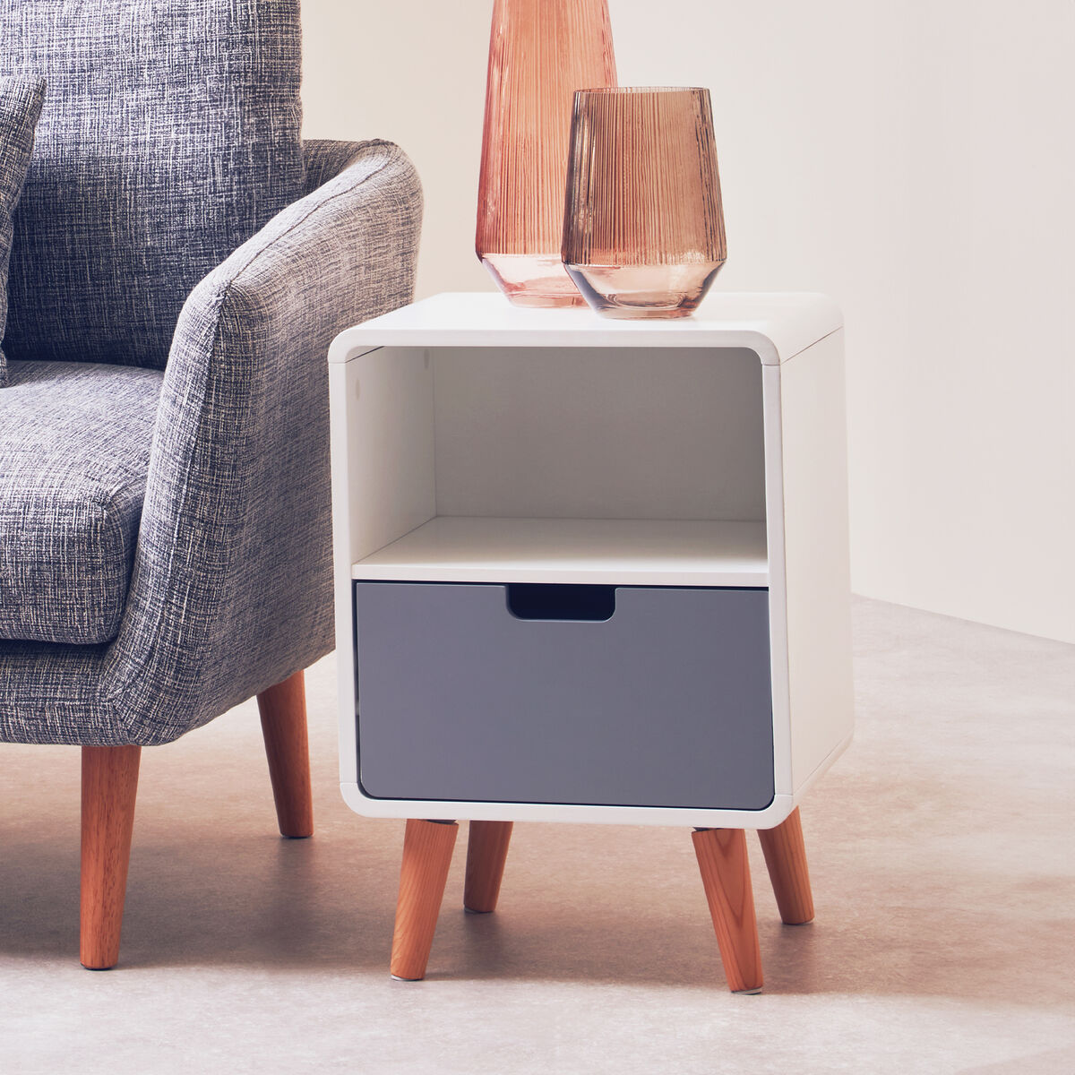 Orsina Milo 1 Drawer Cabinet – Modern Nordic Bedside Table & Side Table