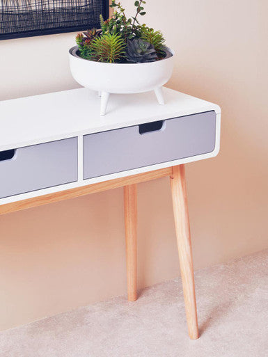 Orsina Milo Console Table – Slim 2-Drawer Entryway Table in White