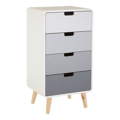 Orsina Milo 4 Drawer Cabinet – Modern Two-Tone Grey Storage Tallboy
