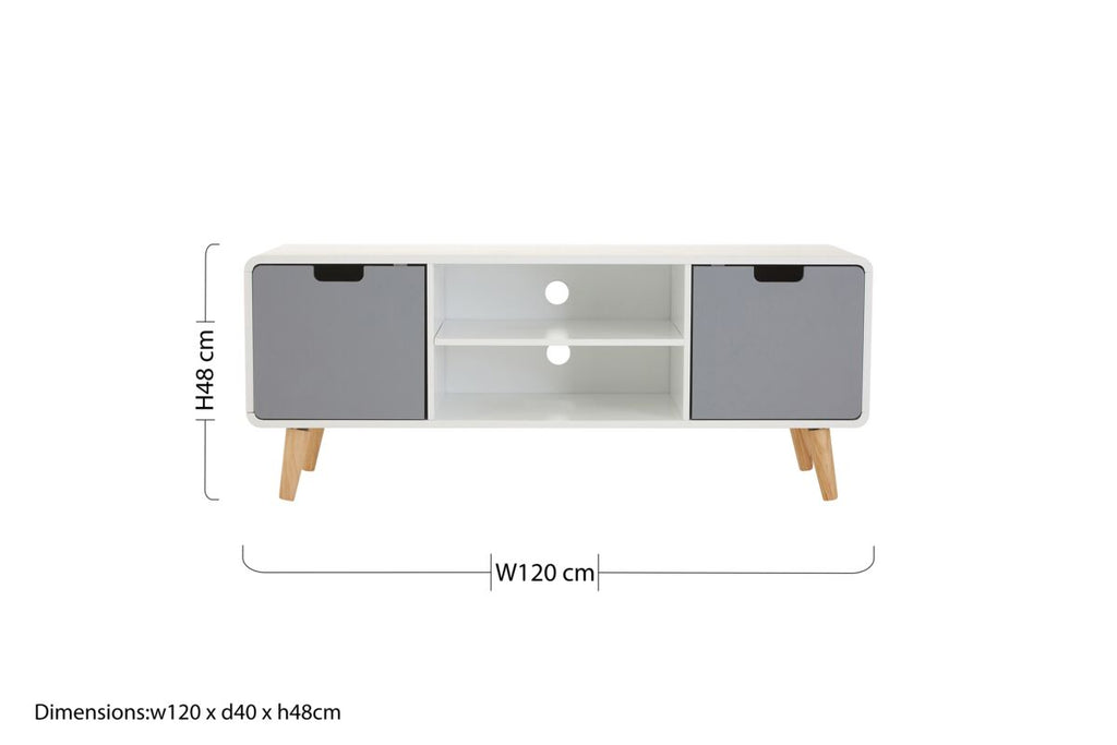 Milo TV Unit by Orsina – Modern Pinewood Media Console with Storage