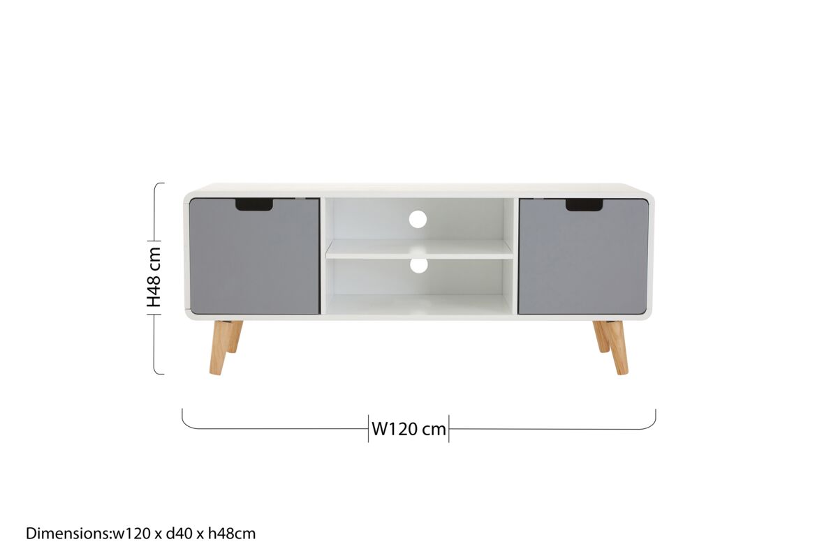 Milo TV Unit by Orsina – Modern Pinewood Media Console with Storage