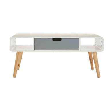 Orsina Milo Coffee Table – Scandinavian Grey & White Wood with Drawer