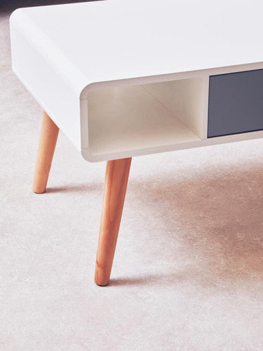Orsina Milo Coffee Table – Scandinavian Grey & White Wood with Drawer