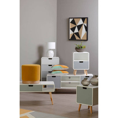 Orsina Milo Coffee Table – Scandinavian Grey & White Wood with Drawer