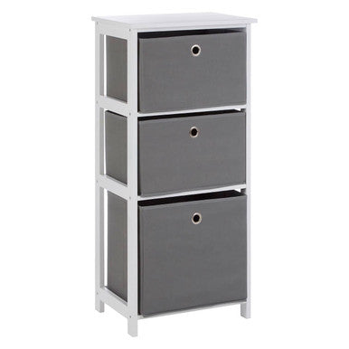 Orsina Lindo 3 Drawer Grey Fabric Storage Cabinet – Compact Bedroom Unit