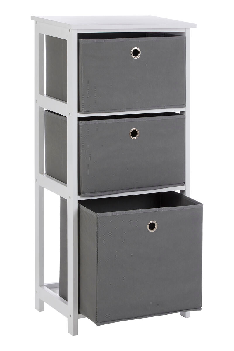 Orsina Lindo 3 Drawer Grey Fabric Storage Cabinet – Compact Bedroom Unit