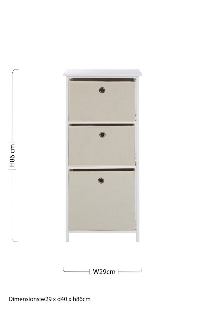 Orsina Lindo 3 Drawer Natural Fabric Storage Cabinet – Hallway Organiser