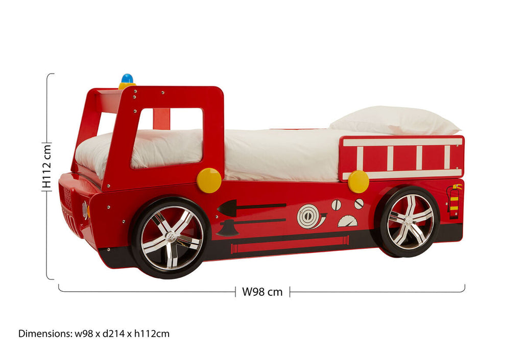 Orsina Kids Fire Engine Bed – Red Novelty Children's Bed Frame