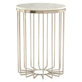 Orsina White Marble Side Table – Modern Iron Cage Design Accent Table