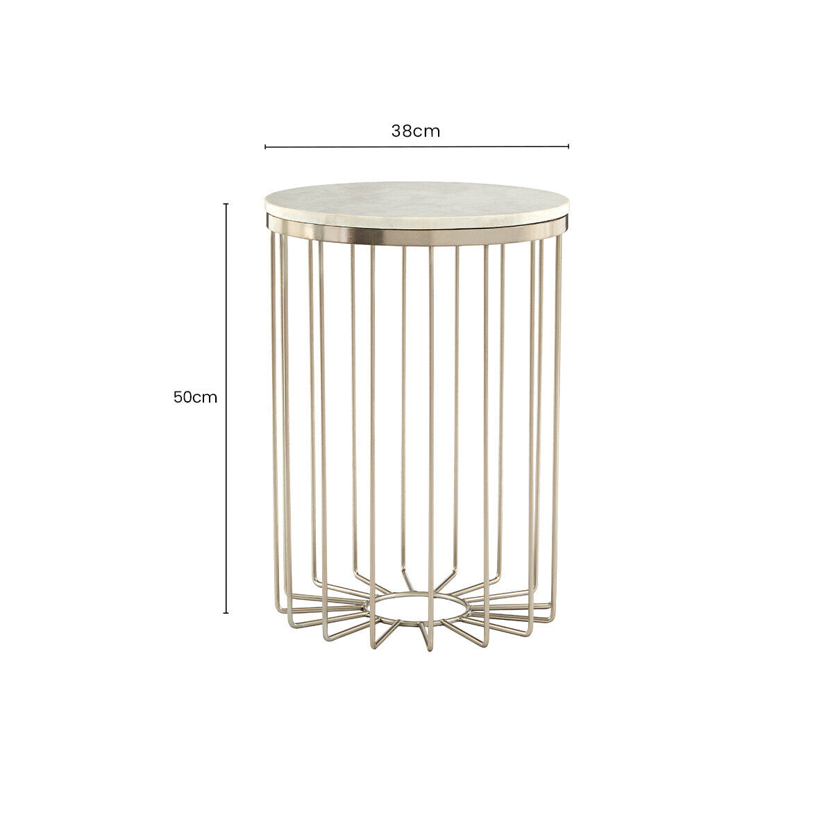 Orsina White Marble Side Table – Modern Iron Cage Design Accent Table