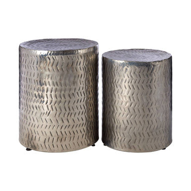 Orsina Templar Nickel Side Tables and Stools - Set of 2 Nesting Tables