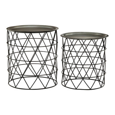 Orsina Templar Black Iron Side Tables – Set of 2 Geometric Nesting Tables