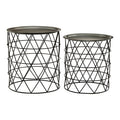 Orsina Templar Black Iron Side Tables – Set of 2 Geometric Nesting Tables