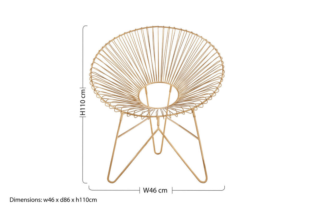 Orsina Templar Occasional Chair – Gold Wire Frame Accent Seating