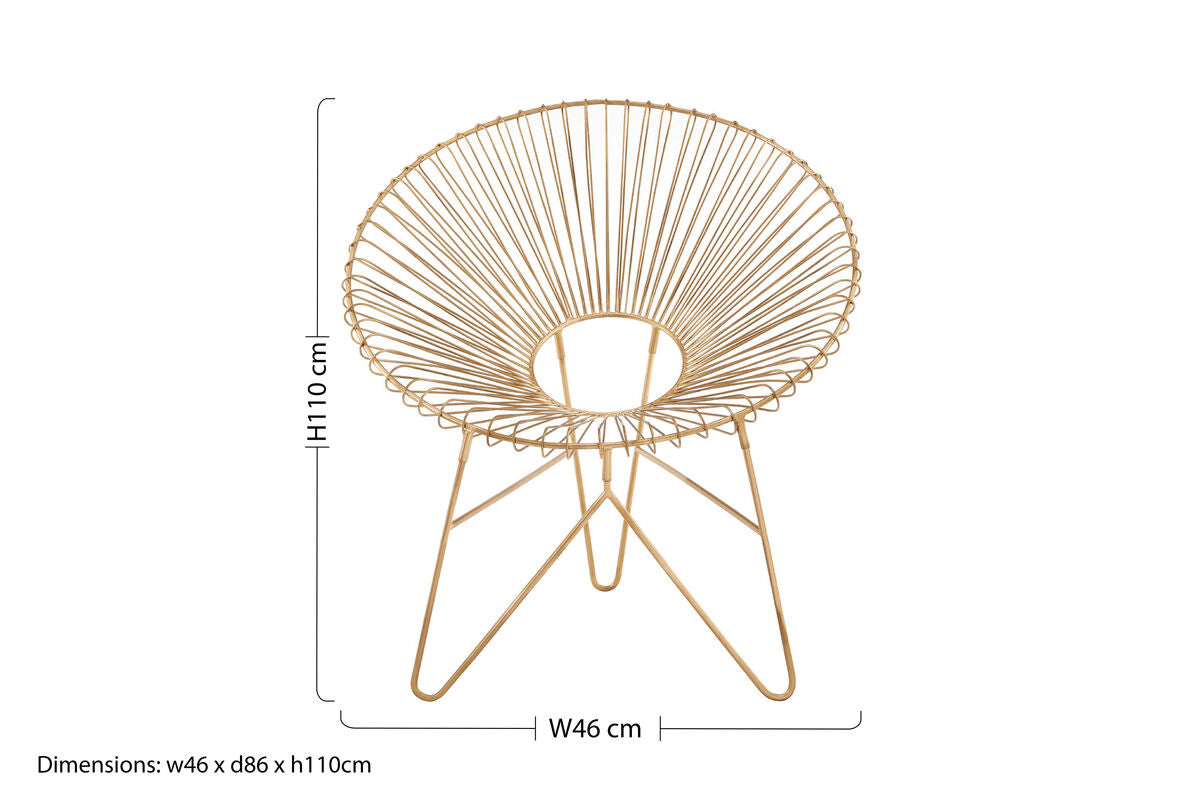 Orsina Templar Occasional Chair – Gold Wire Frame Accent Seating