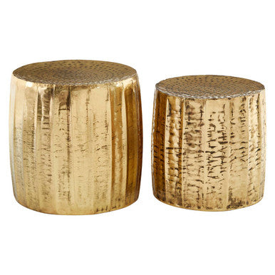 Orsina Templar Antique Brass Side Tables & Stools - Set of 2