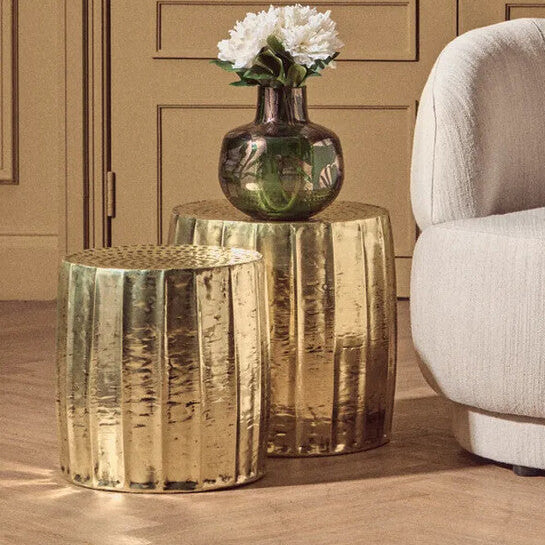Orsina Templar Antique Brass Side Tables & Stools - Set of 2