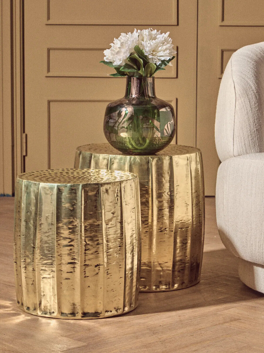 Orsina Templar Antique Brass Side Tables & Stools - Set of 2