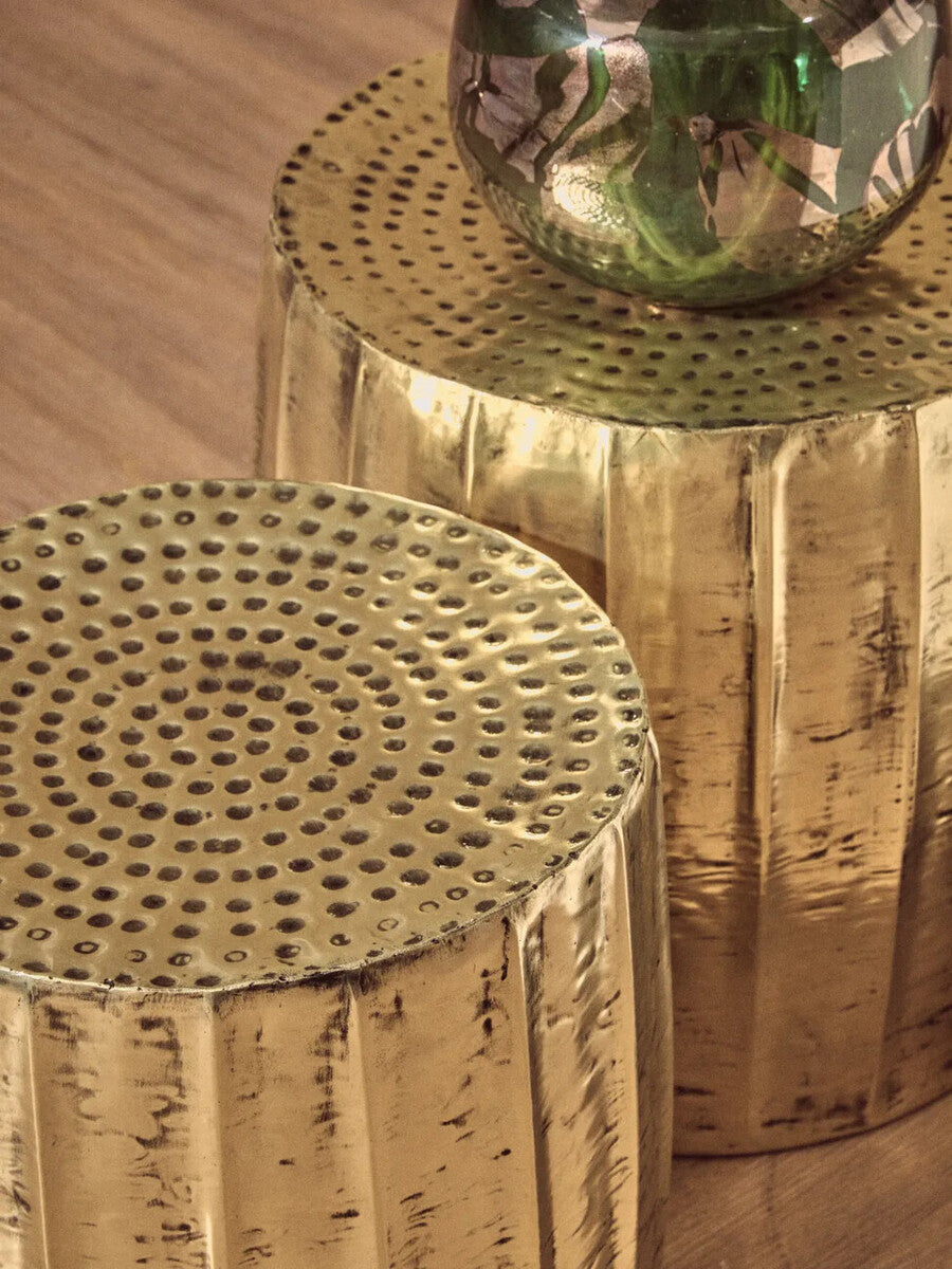 Orsina Templar Antique Brass Side Tables & Stools - Set of 2