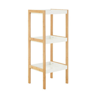 Orsina Nostra 3-Tiered Minimalist Display Shelf – White and Natural
