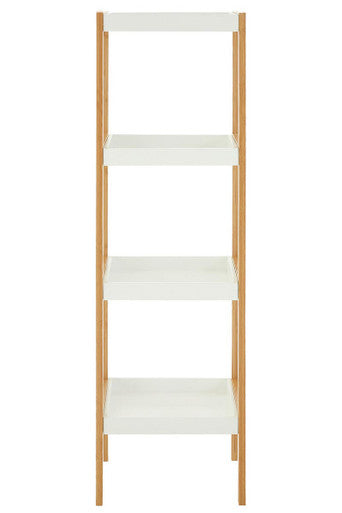 Orsina Nostra 4-Tier Bamboo Shelf Unit – White and Natural Storage