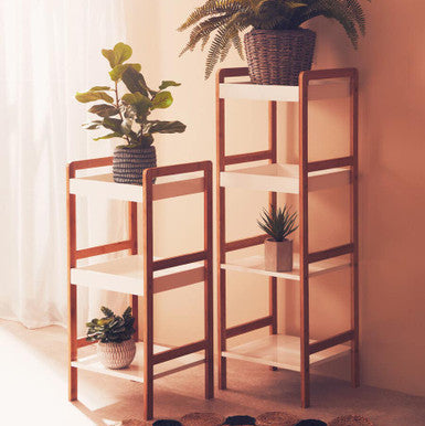 Orsina Nostra 4-Tier Bamboo Shelf Unit – White and Natural Storage