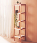 Orsina Nostra 5-Tier Bamboo Shelf Unit – White and Natural Modern Bookcase