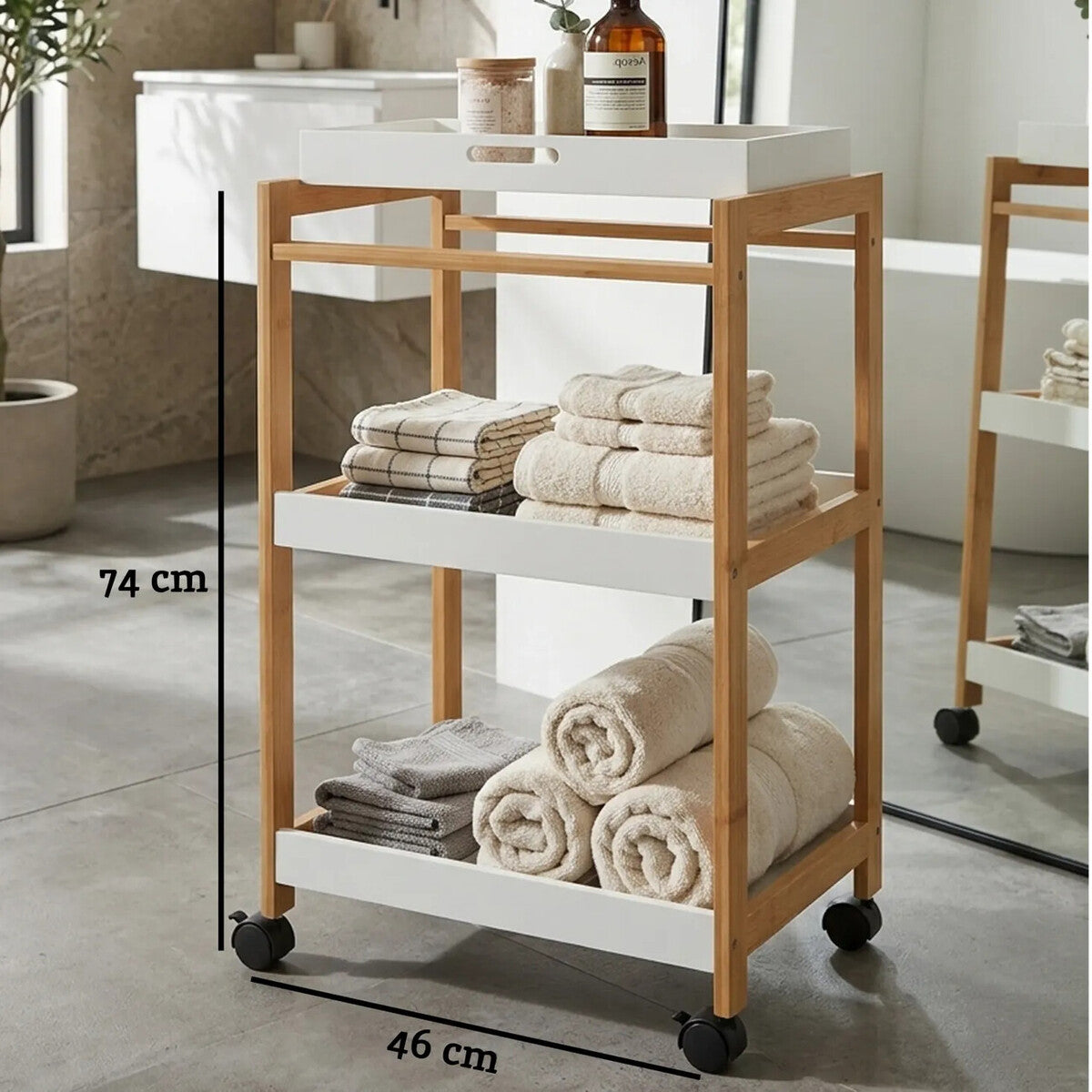 Orsina Nostra 3 Tier Rectangular Storage Trolley – Mobile Rolling Cart
