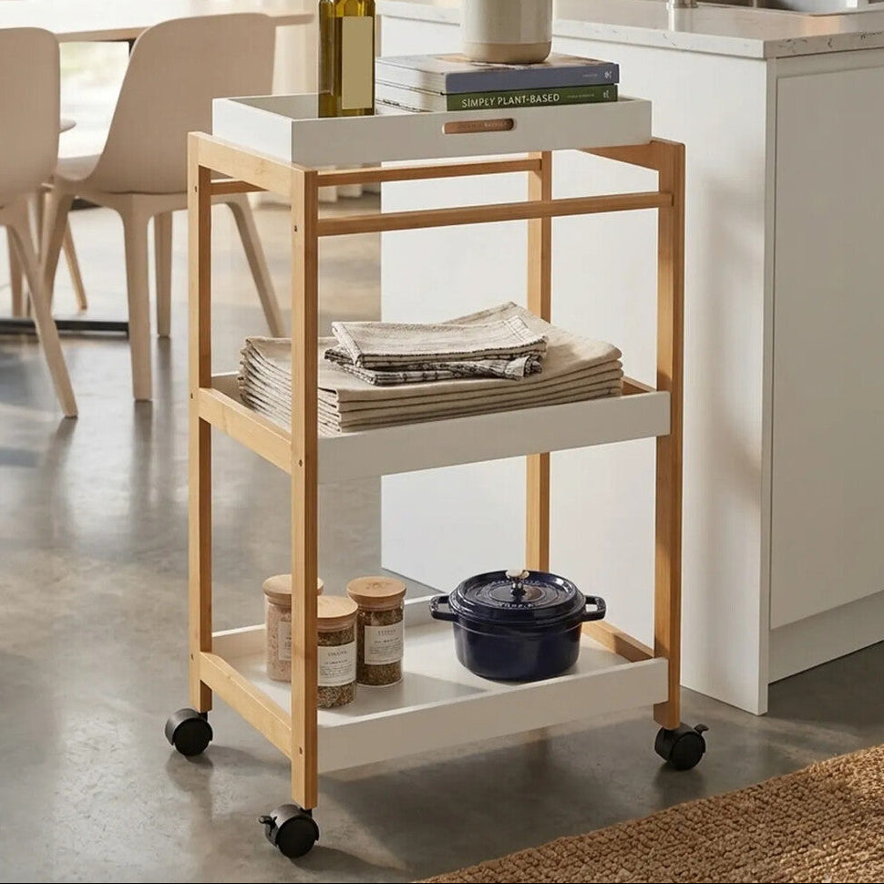 Orsina Nostra 3 Tier Rectangular Storage Trolley – Mobile Rolling Cart