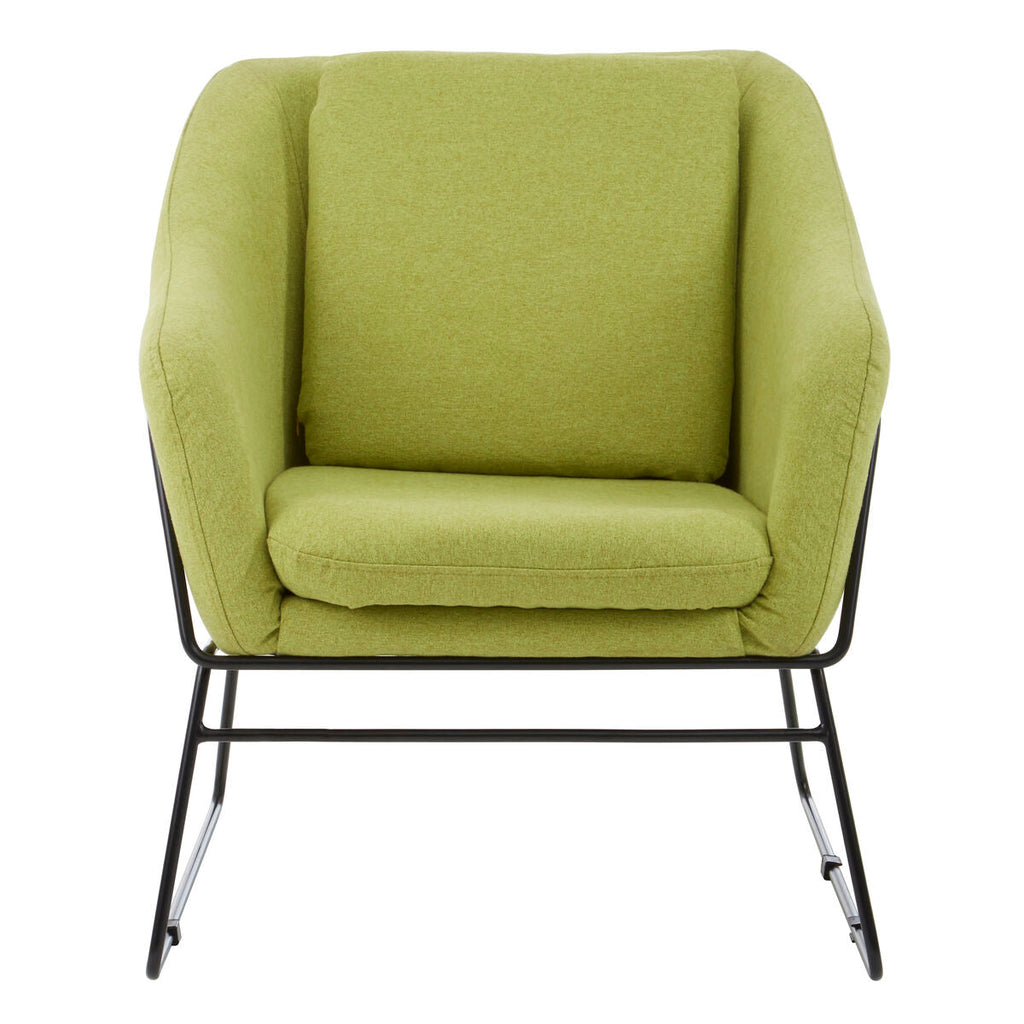 Orsina Stockholm Modern Accent Chair – Green Fabric & Stainless Steel
